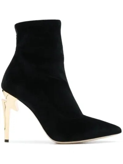 Giuseppe Zanotti - Stretch Velvet 'g-heel' Boot G-heel In Black