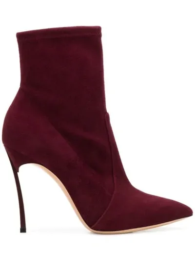 Casadei Blade Burgundy Suede Ankle Boots In Marsala