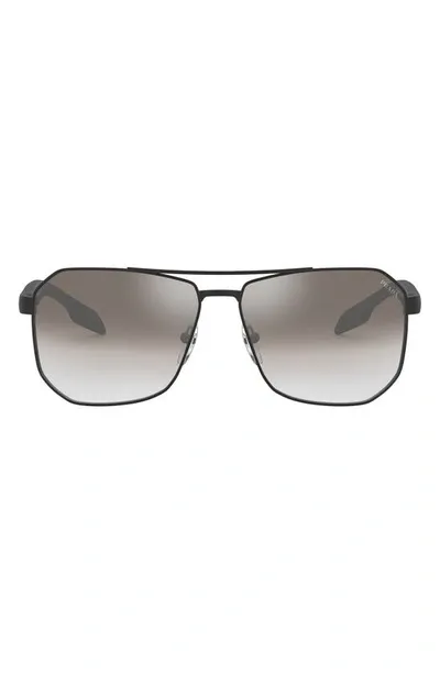 Prada 62mm Oversize Gradient Pillow Sunglasses In Matte Black