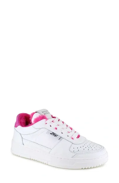 Ziginy Rutila Faux Fur Lined Water Resistant Platform Sneaker In White Fuchsia