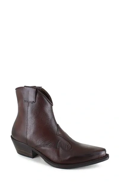 Ziginy Imma Water Resistant Ankle Western Bootie In Tan Leather