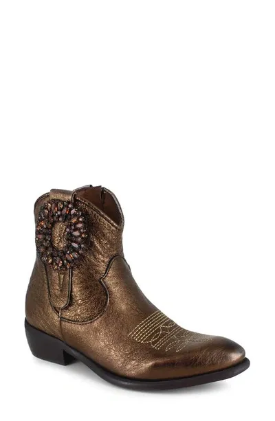 Ziginy Helisent Water Resistant Western Boot In Bronze Leather