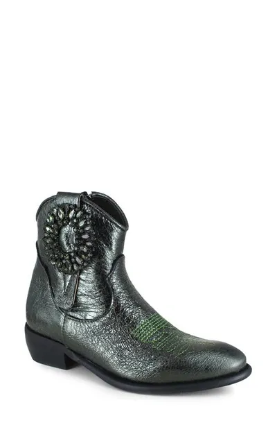 Ziginy Helisent Water Resistant Western Boot In Green Leather