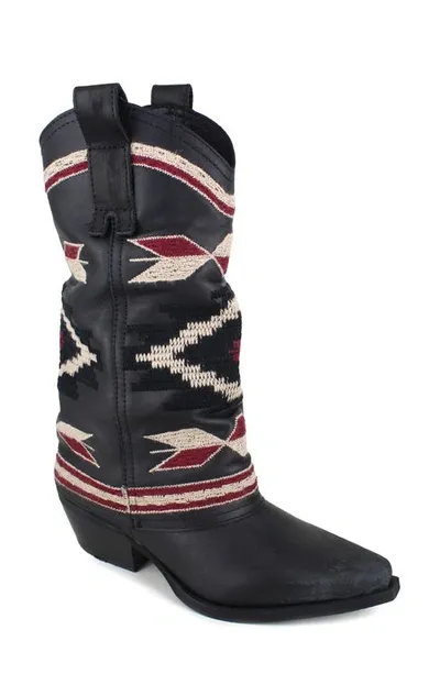 Ziginy Azra Water Resistant Western Boot In Black Leather