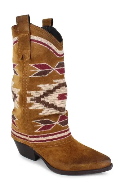 Ziginy Azra Water Resistant Western Boot In Tan Leather