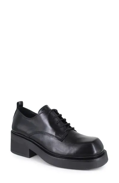 Ziginy Eva Platform Derby In Black Leather