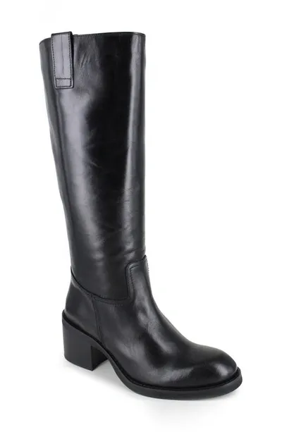 Ziginy Isle Water Resistant Knee High Boot In Black Leather