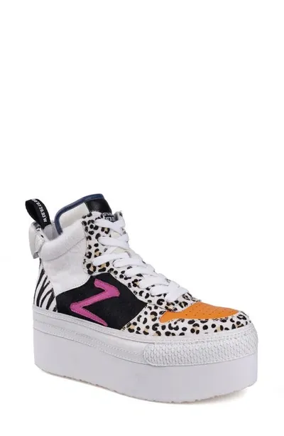 Ziginy Bruce Water Resistant Platform Sneaker In White Multi L