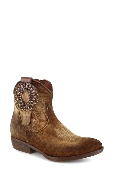 Ziginy Edith Water Resistant Velvet Western Boot In Tan Velvet