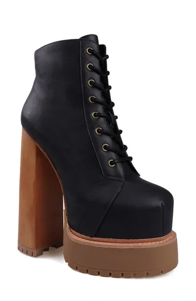 Ziginy Adelina Platform Bootie In Black Leather