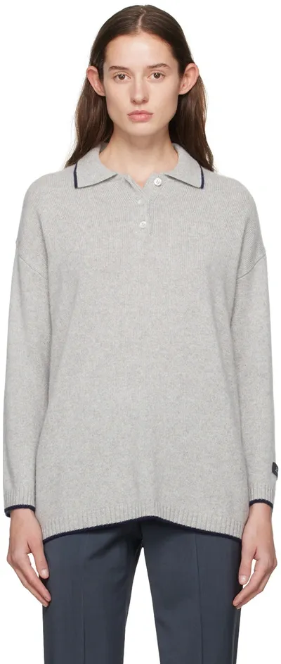 Hommegirls Gray Three Button Polo In Grey