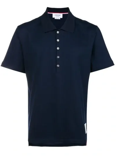 Thom Browne Button Polo Shirt In Blue