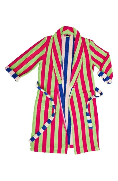 Dusen Dusen Stripe Cotton Bathrobe In Garden Stripe