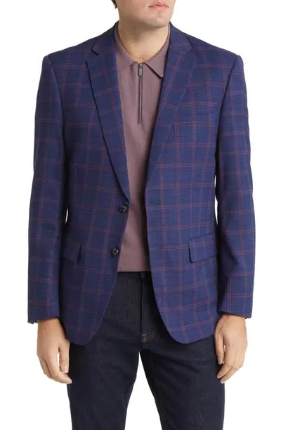 Daniel Hechter Windowpane Check Wool Blazer In Blue