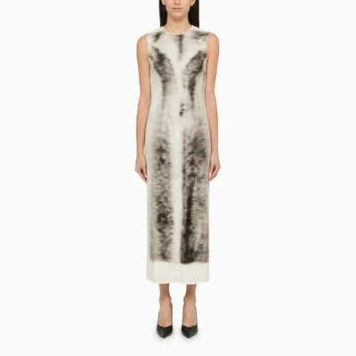 Loewe Trompe L'oeil-print Velvet Midi Dress In Grey Multi