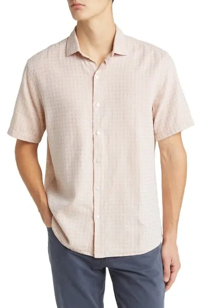 Robert Barakett Toston Short Sleeve Button-up Shirt In Salmon