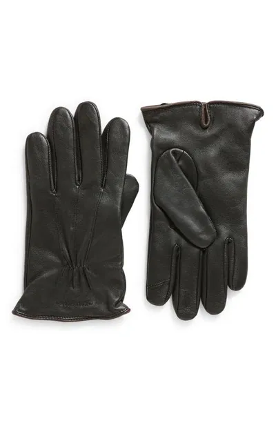 Cole Haan Points Leather Gloves In Black