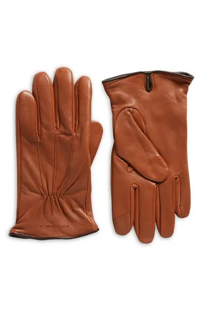 Cole Haan Points Leather Gloves In British Tan