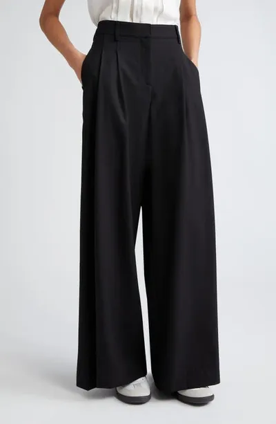 Twp New Didi Wool Stretch Twill Wide Leg Pants In Black