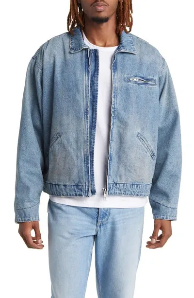 Elwood Petrol Denim Jacket In Dirty Wash