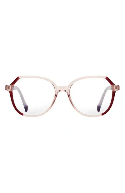 Fifth & Ninth Nelli 53mm Round Blue Light Blocking Glasses In Transparent Pink