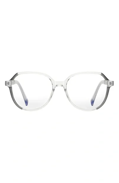 Fifth & Ninth Nelli 53mm Round Blue Light Blocking Glasses In Transparent Grey