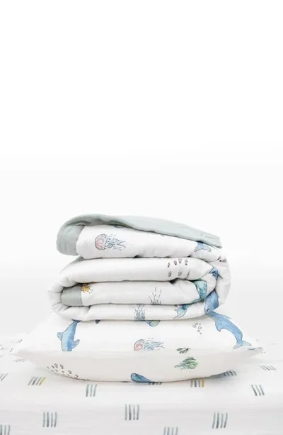 Little Unicorn Kids' Toddler Cotton Muslin Bedding Set In Whales