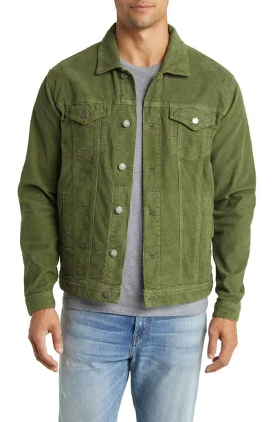 Stone Rose Stretch Corduroy Trucker Jacket In Sage