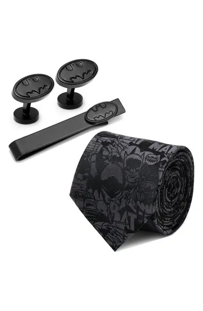 Cufflinks, Inc . The Dark Knight Batman Silk Tie, Tie Bar & Cuff Links Gift Set In Black