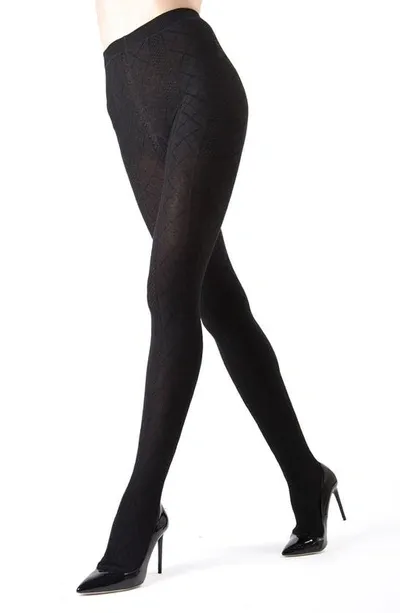 Memoi Juneau Diamonds Sweater Tights In Black