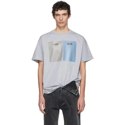 Raf Simons Oversized Print T-shirt In Light Grey