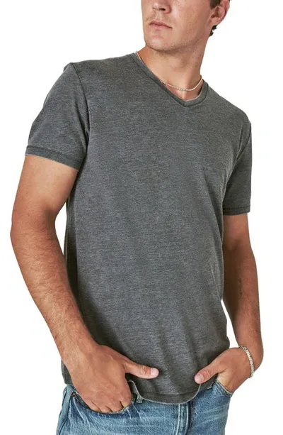 Lucky Brand V-neck Burnout T-shirt In Jet Black