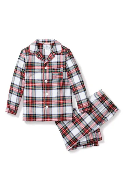 Petite Plume Kid's Tartan Pajama Set In White