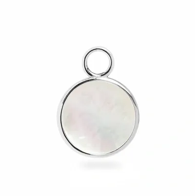 Olivia & Pearl Mother Of Pearl Circle Charm In Mop/circ/crm/ss