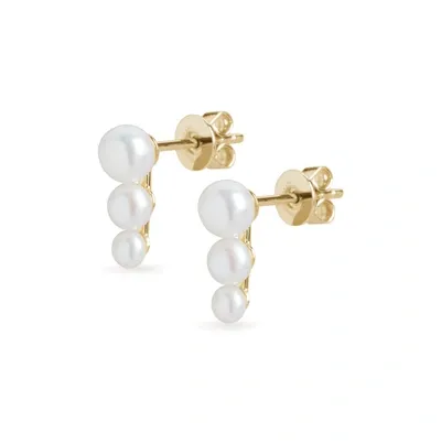 Olivia & Pearl Trio Cloud Pearl Stud Earrings In Tcloudpe/yg