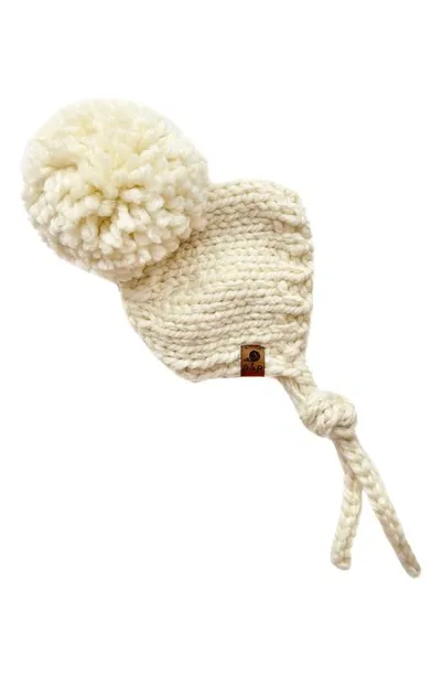 Pine + Poppy Kids' Aurora Pompom Bonnet In Natural Cream