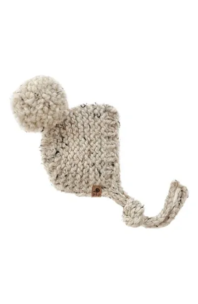 Pine + Poppy Kids' Willow Pompom Bonnet In Natural Beige