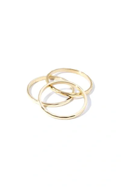 Miranda Frye Hazel Set Of 3 Hammered Stacking Rings In Gold