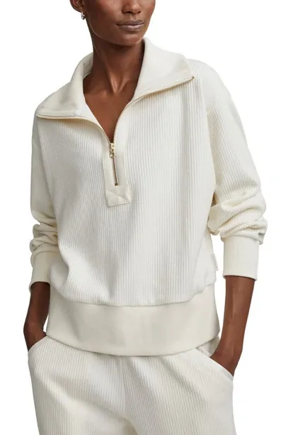 Varley Radford Corded Knit Half Zip Sweatshirt In Neutrals