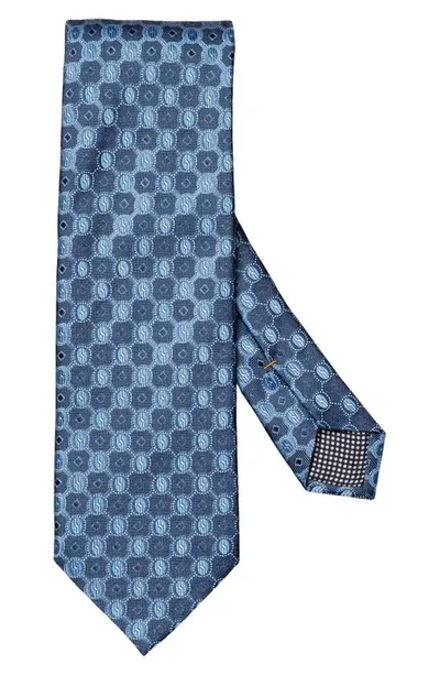 Eton Oval Medallion Silk Tie In Dark Blue