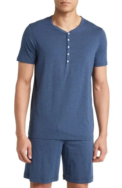 Daniel Buchler Henley Pajama T-shirt In Dark Denim