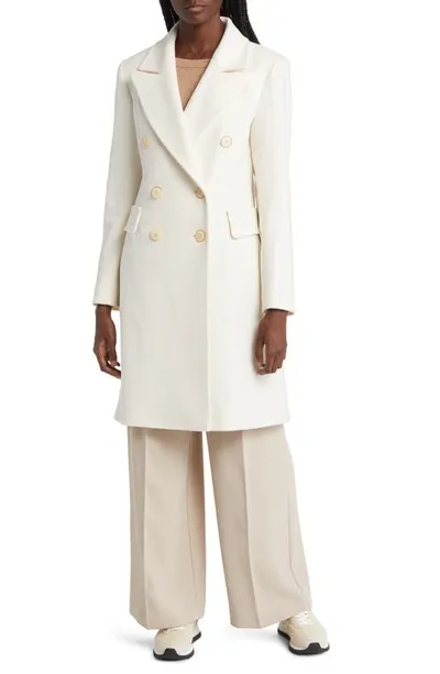 Fleurette Ari Double Breasted Wool Coat In Parchment