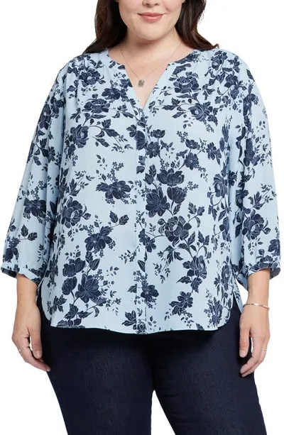 Nydj Semisheer Pintuck Blouse In Rosemary Petals