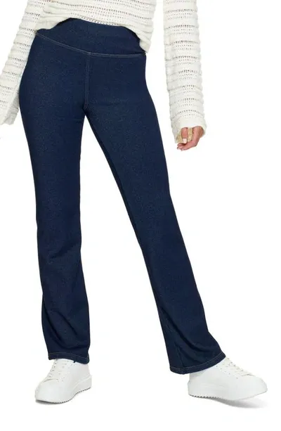 Hue Plush Lined Denim Bootcut Leggings In Midnight Rinse