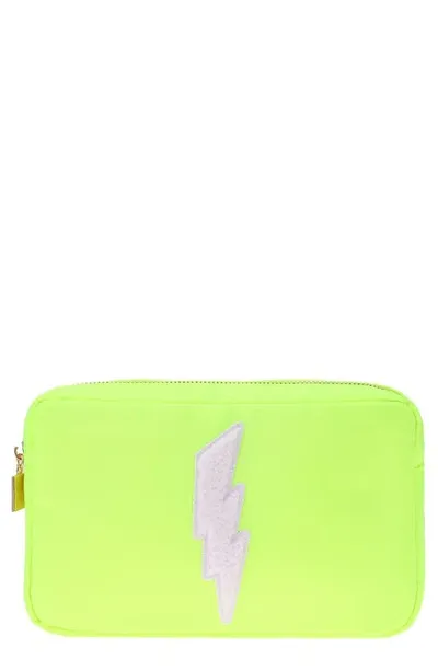 Bloc Bags Medium Lightening Bolt Cosmetics Bag In Neon Yellow