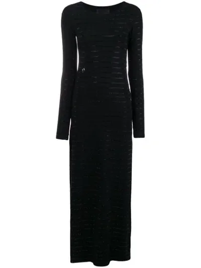 Philipp Plein Side Slit Maxi Dress In Black