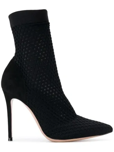 Gianvito Rossi Sock Style Pointed Booties In Black