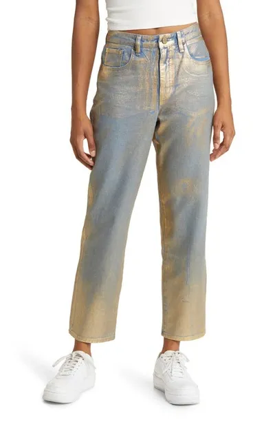 Circus Ny Metallic High Waist Straight Leg Jeans In Fire Dancer