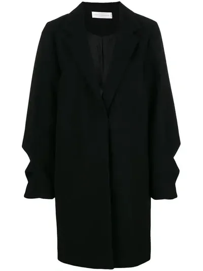 Victoria Victoria Beckham Ruffled Coat In Black