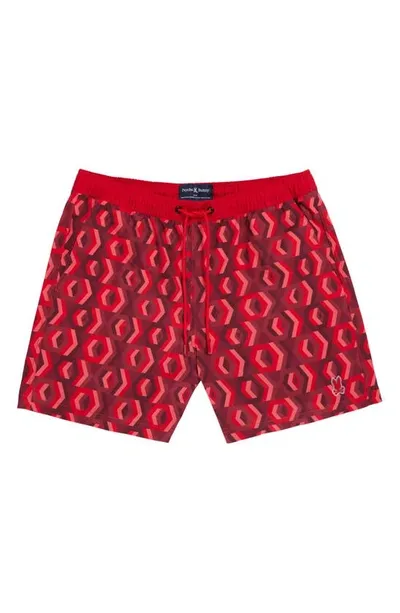 Psycho Bunny Apple Valley Swim Trunks In Brilliant Red